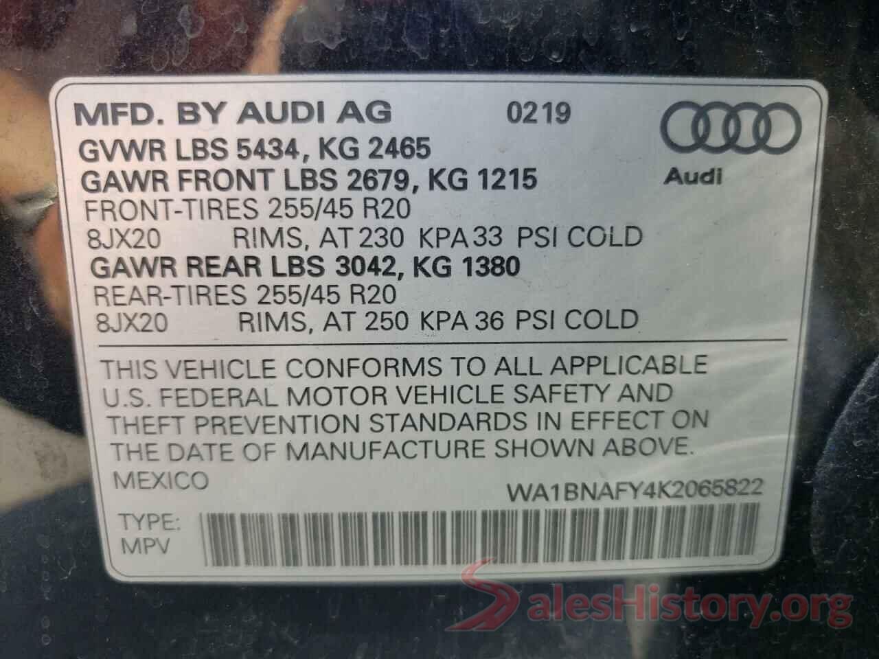 WA1BNAFY4K2065822 2019 AUDI Q5