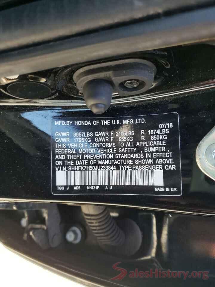 SHHFK7H50JU233844 2018 HONDA CIVIC