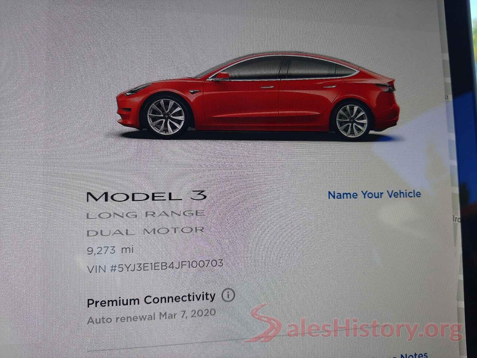 5YJ3E1EB4JF100703 2018 TESLA MODEL 3