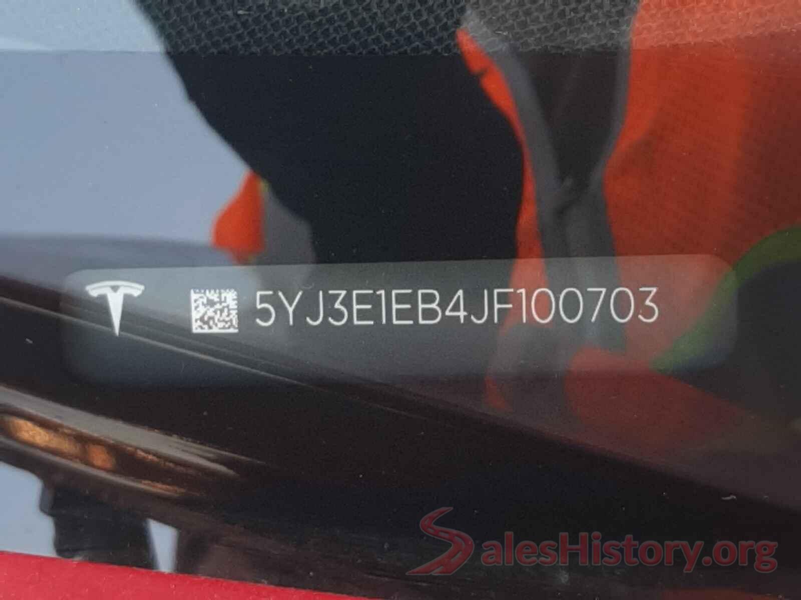 5YJ3E1EB4JF100703 2018 TESLA MODEL 3