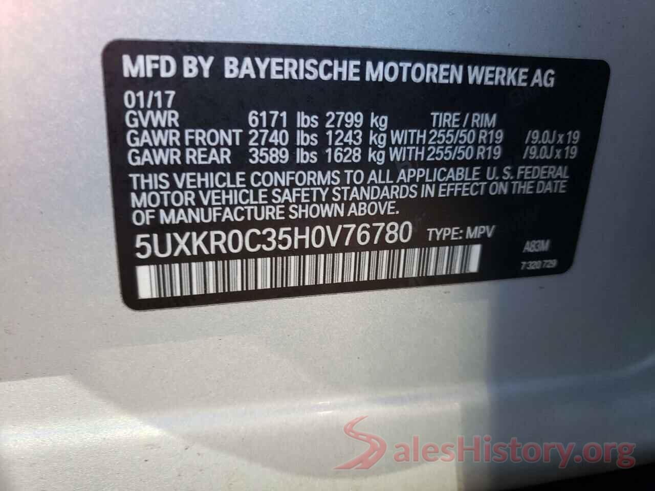 5UXKR0C35H0V76780 2017 BMW X5