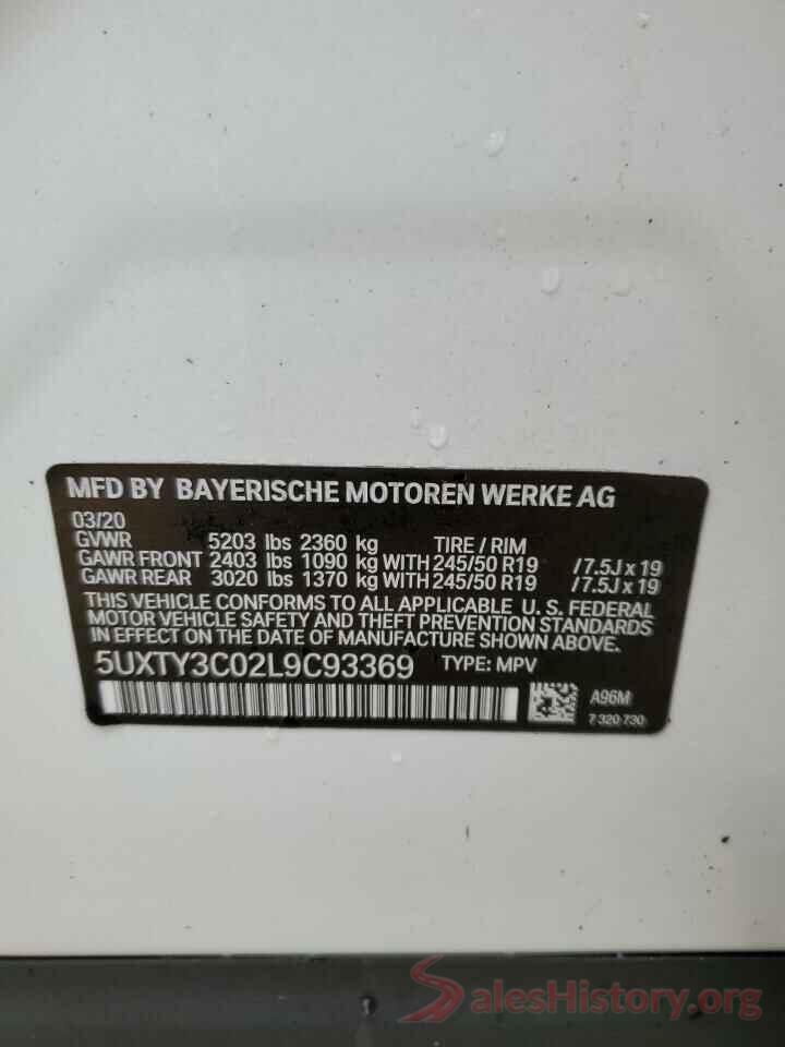 5UXTY3C02L9C93369 2020 BMW X3