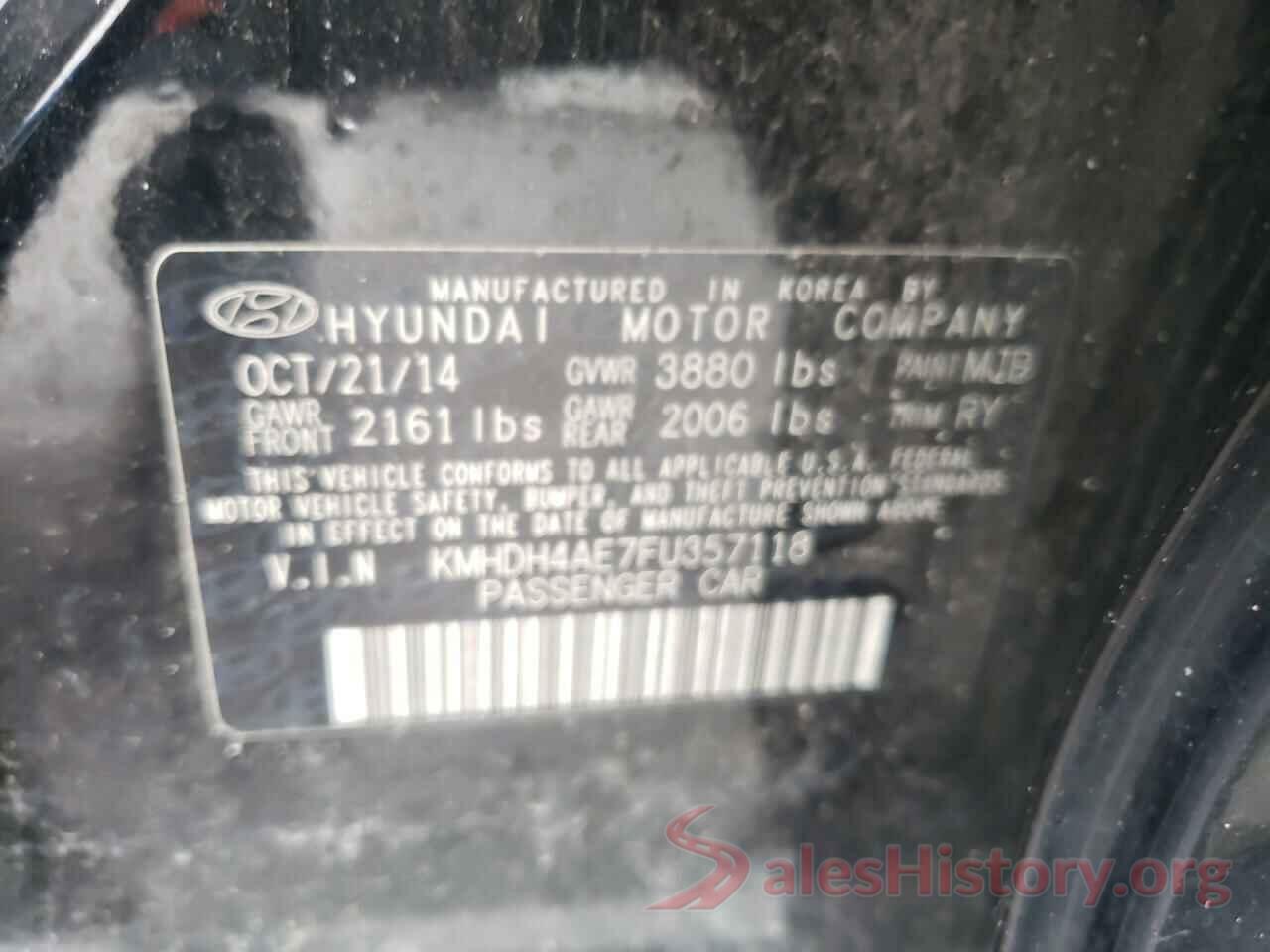 KMHDH4AE7FU357118 2015 HYUNDAI ELANTRA