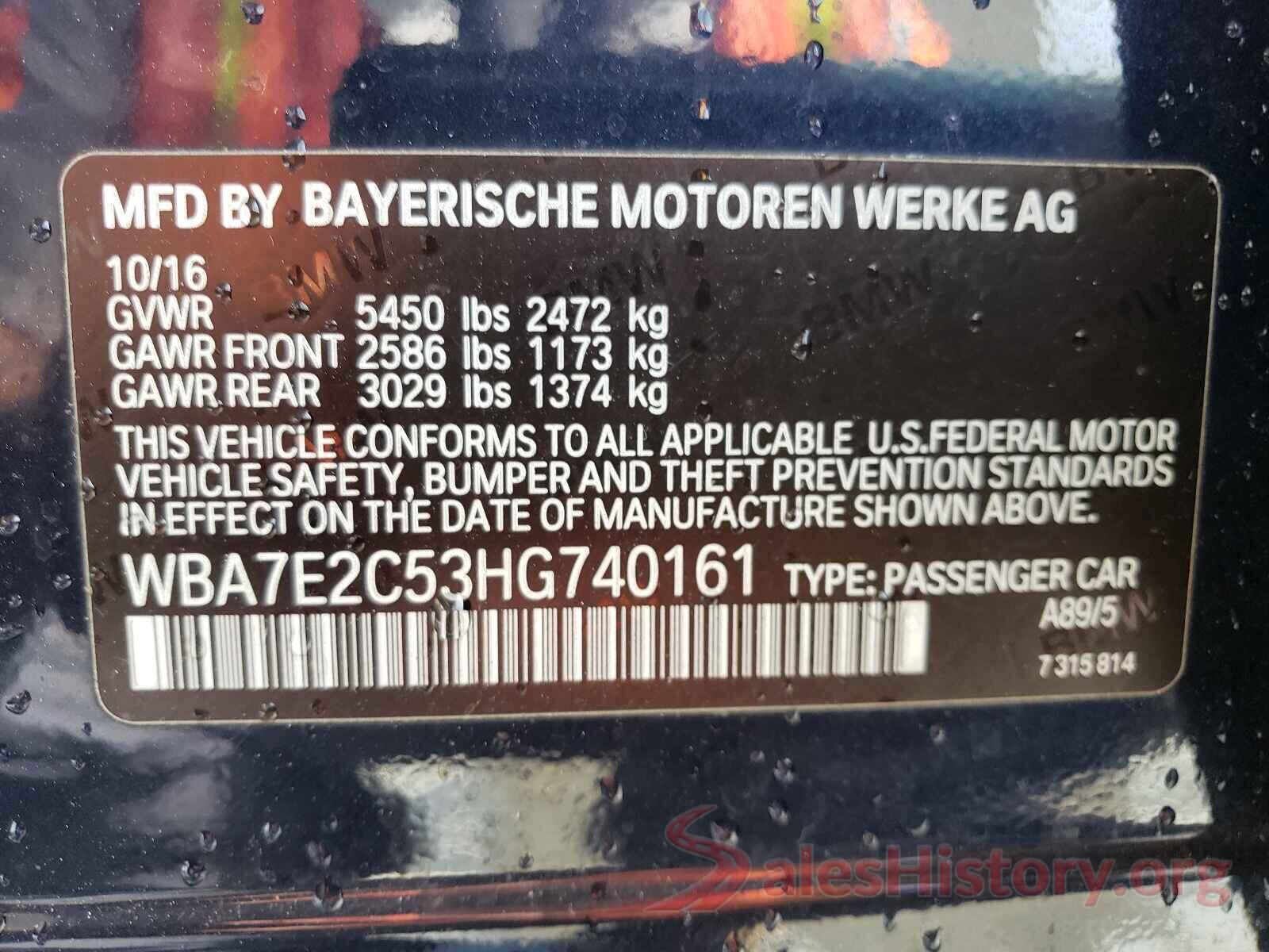 WBA7E2C53HG740161 2017 BMW 7 SERIES