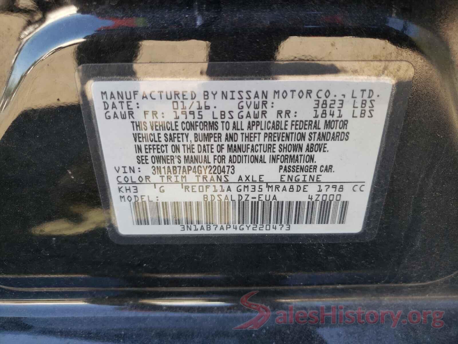 3N1AB7AP4GY220473 2016 NISSAN SENTRA