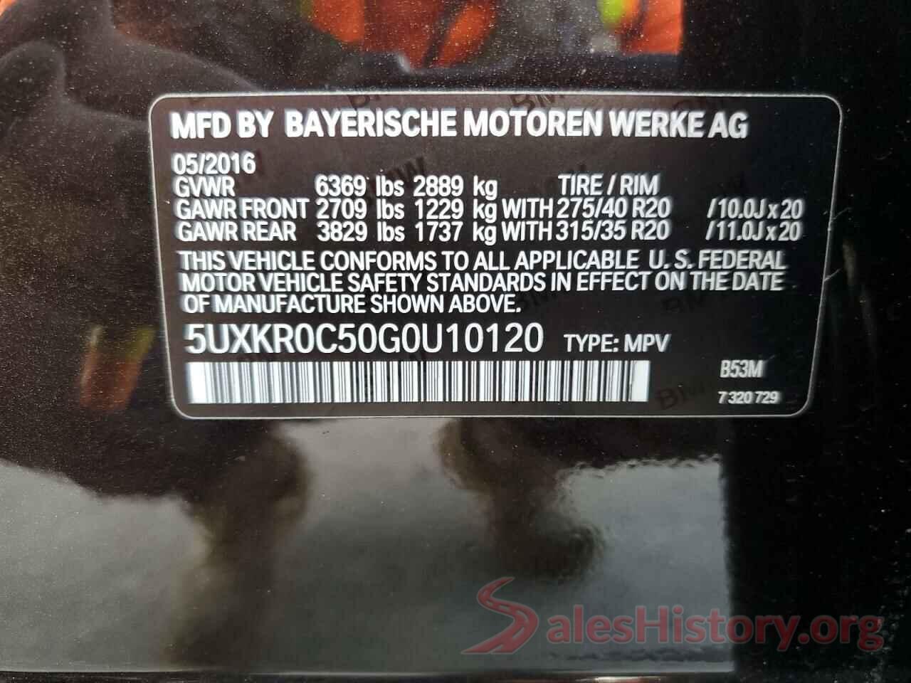 5UXKR0C50G0U10120 2016 BMW X5