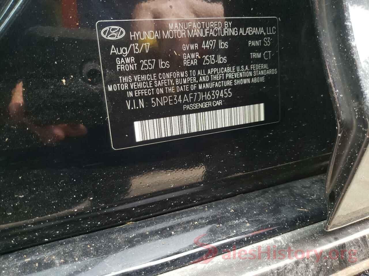 5NPE34AF7JH639455 2018 HYUNDAI SONATA