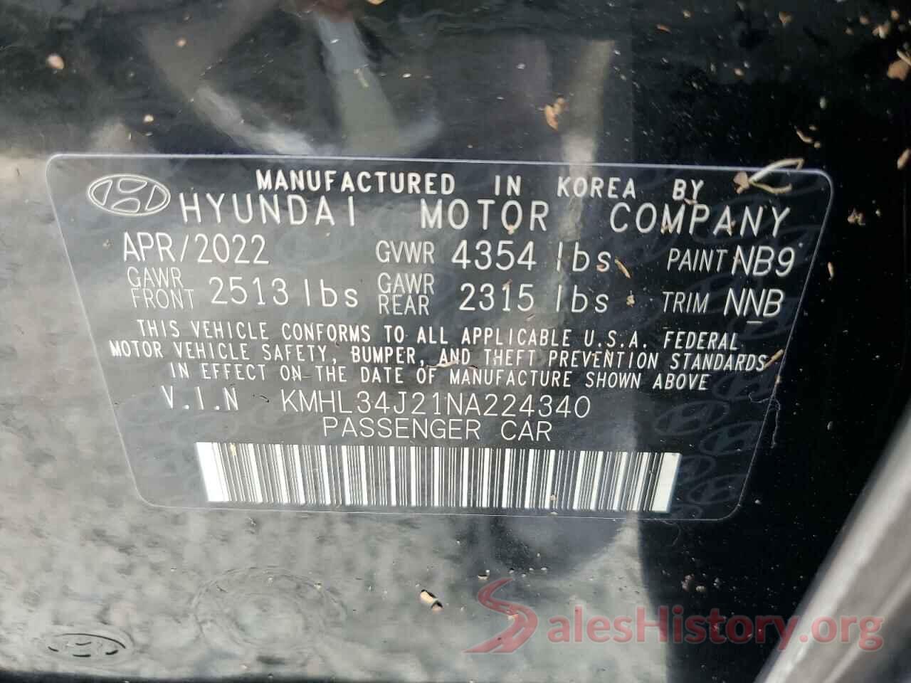 KMHL34J21NA224340 2022 HYUNDAI SONATA