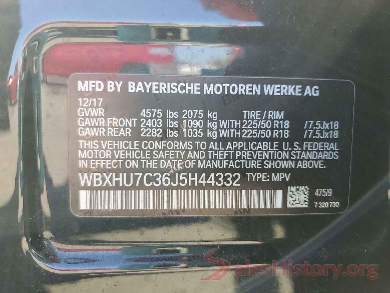 WBXHU7C36J5H44332 2018 BMW X1