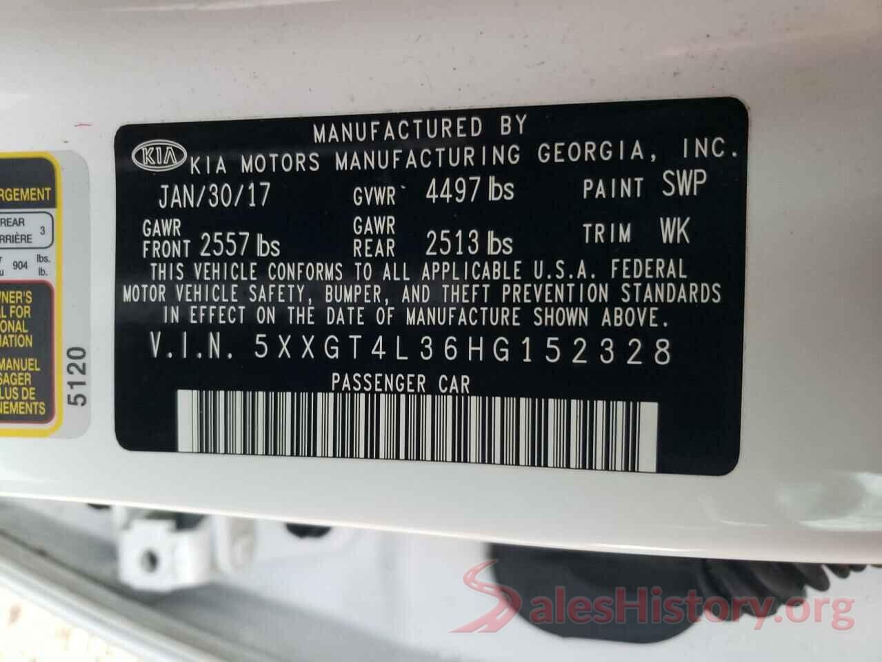 5XXGT4L36HG152328 2017 KIA OPTIMA