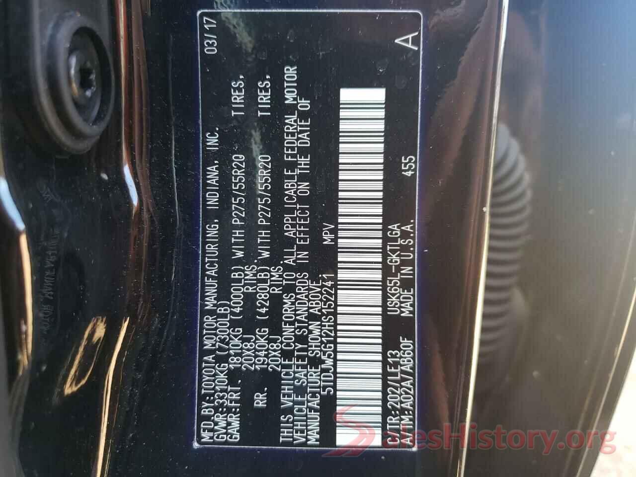 5TDJW5G12HS152241 2017 TOYOTA SEQUOIA