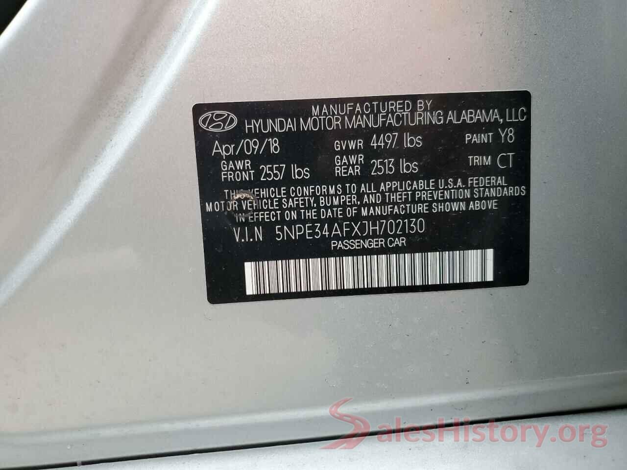 5NPE34AFXJH702130 2018 HYUNDAI SONATA