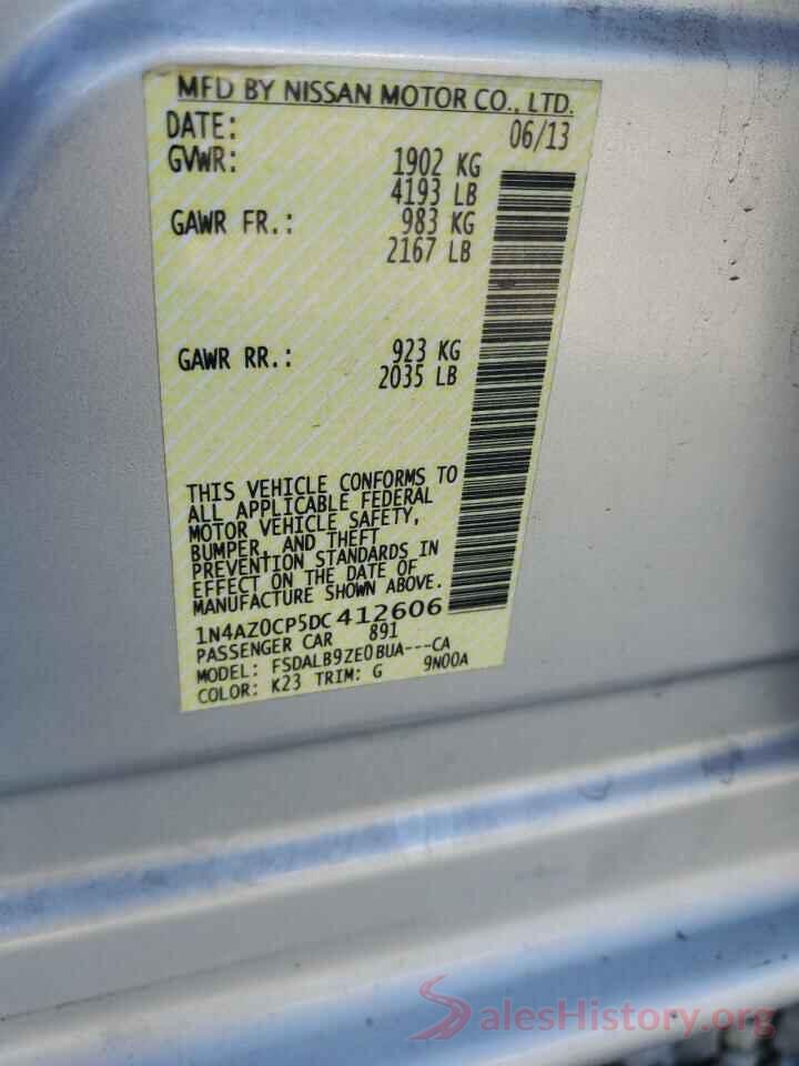 1N4AZ0CP5DC412606 2013 NISSAN LEAF