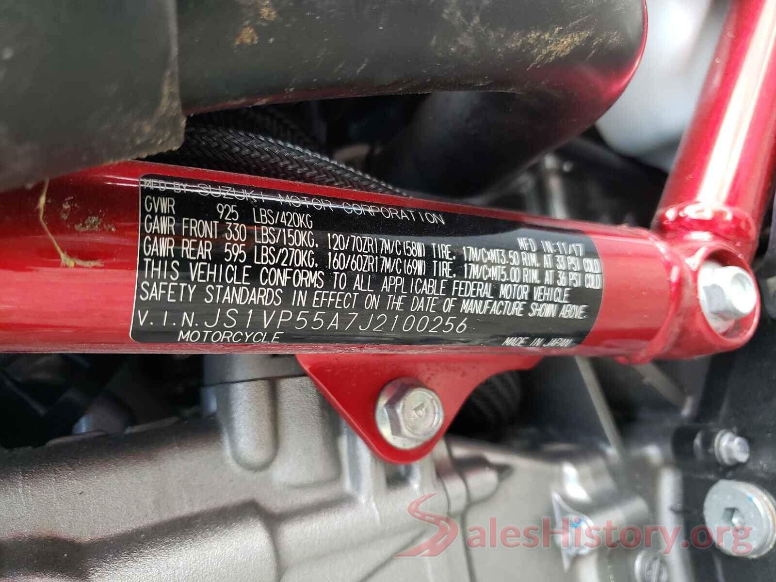 JS1VP55A7J2100256 2018 SUZUKI SV650