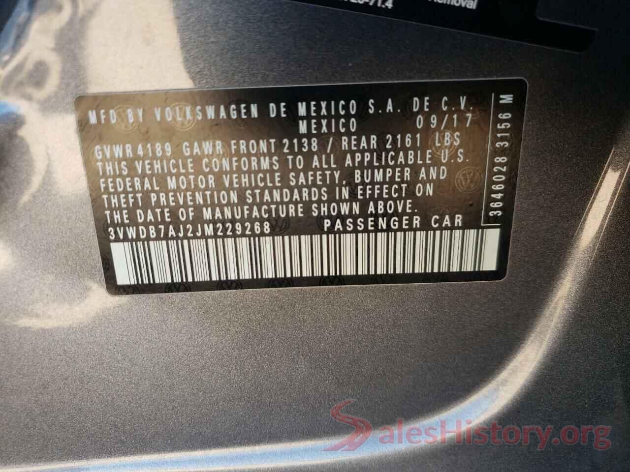 3VWDB7AJ2JM229268 2018 VOLKSWAGEN JETTA