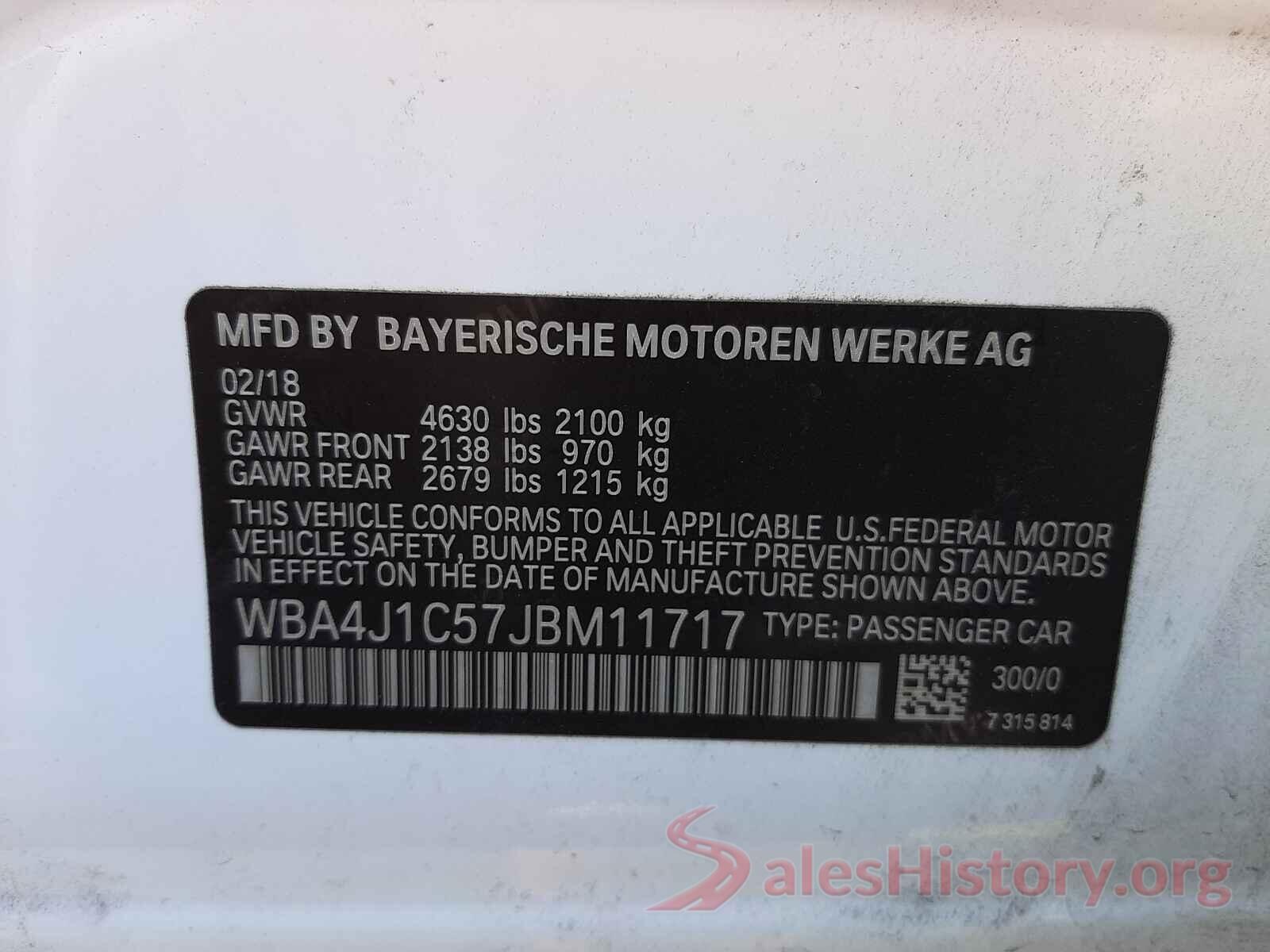 WBA4J1C57JBM11717 2018 BMW 4 SERIES