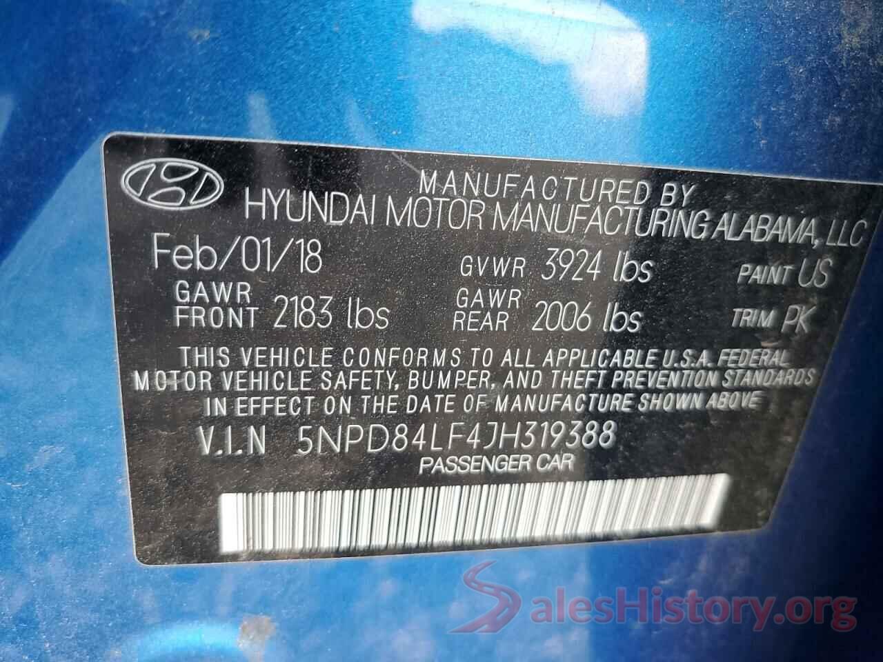 5NPD84LF4JH319388 2018 HYUNDAI ELANTRA