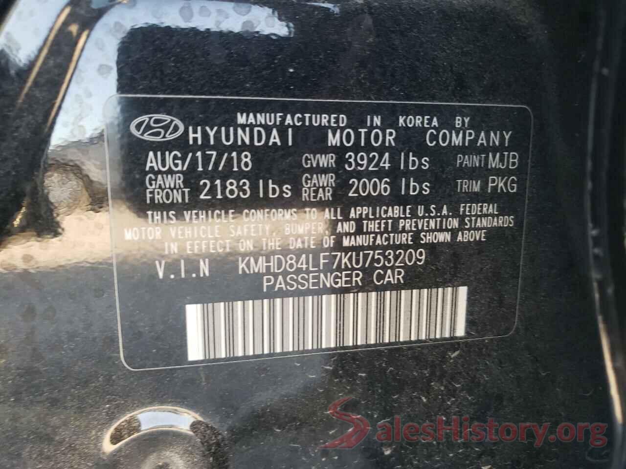 KMHD84LF7KU753209 2019 HYUNDAI ELANTRA