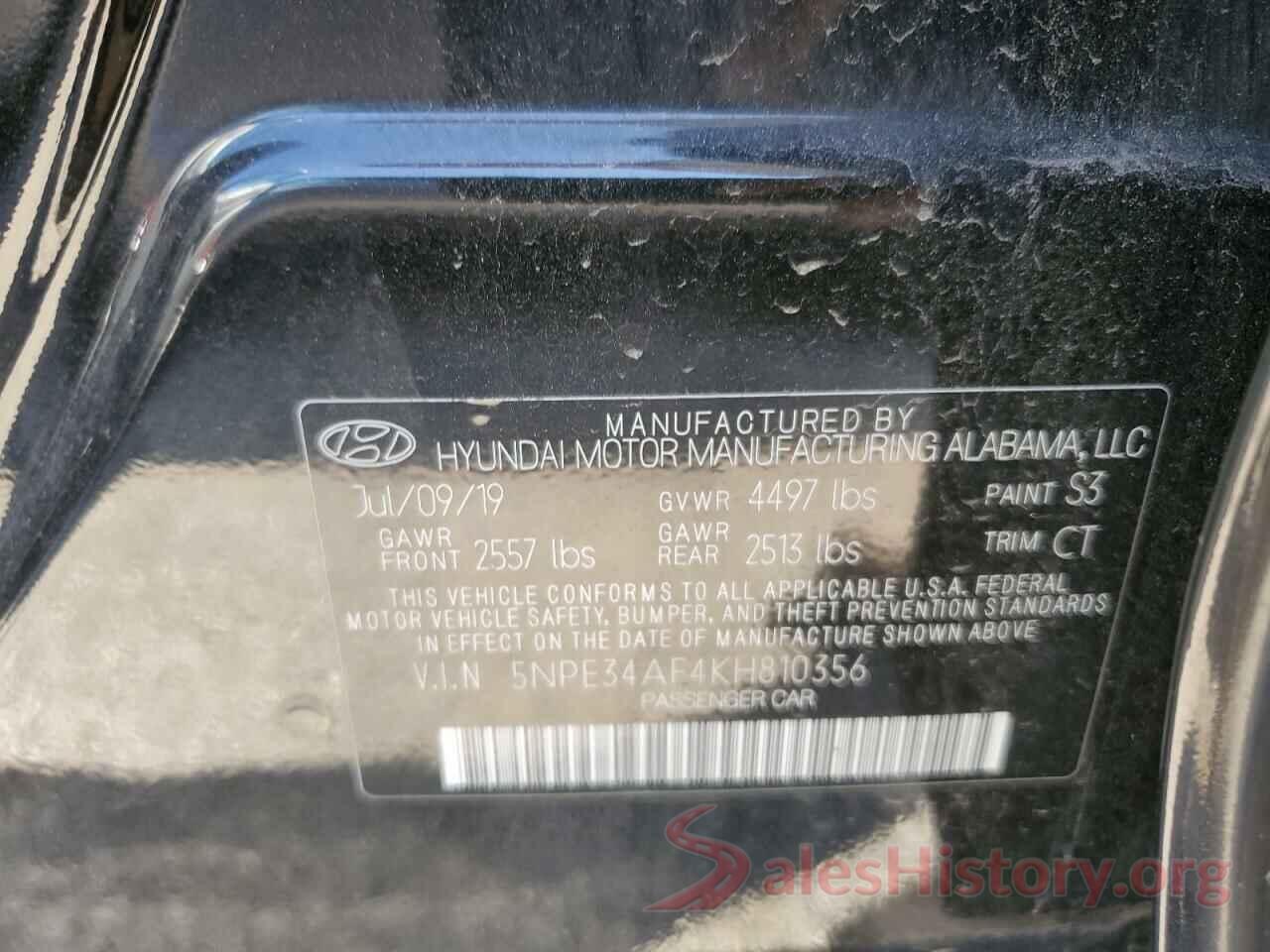 5NPE34AF4KH810356 2019 HYUNDAI SONATA