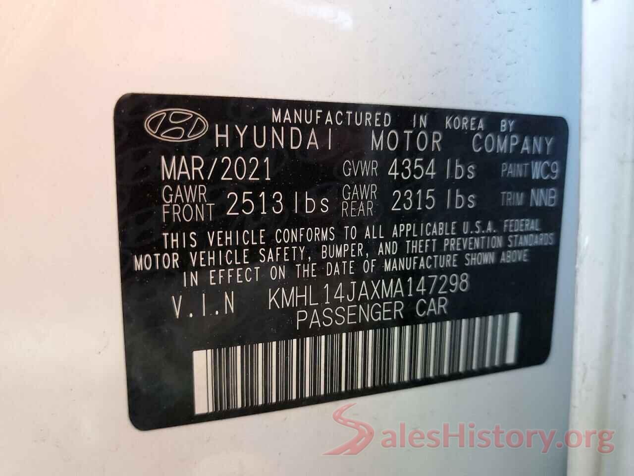 KMHL14JAXMA147298 2021 HYUNDAI SONATA