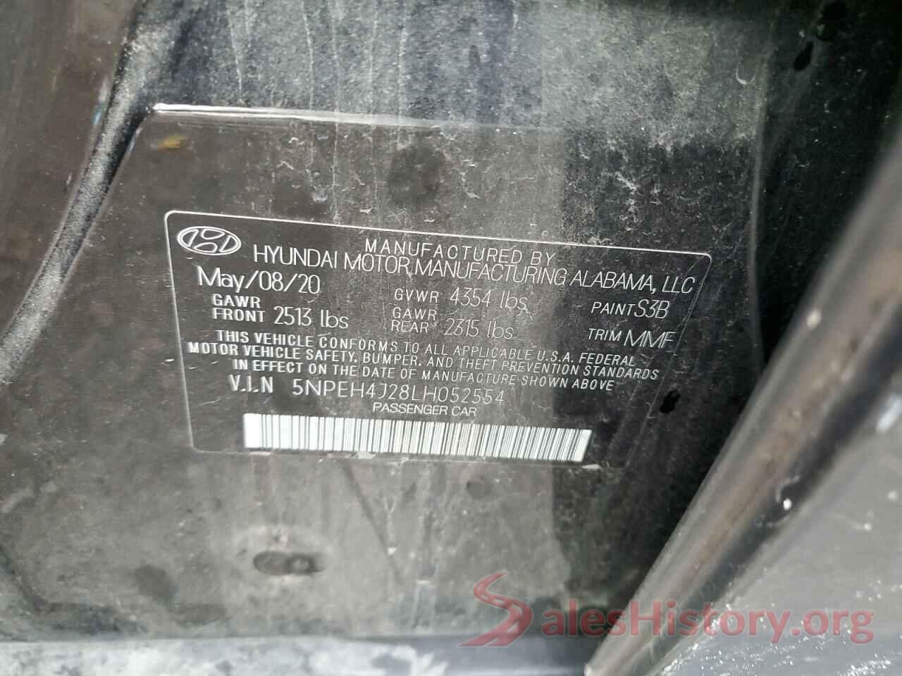 5NPEH4J28LH052554 2020 HYUNDAI SONATA