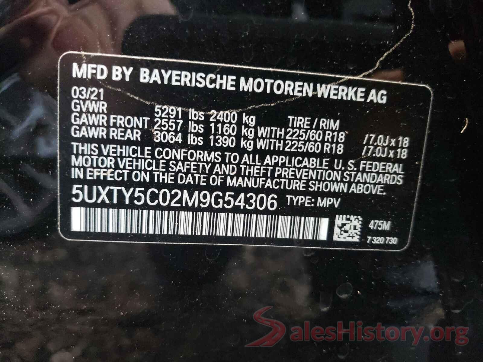 5UXTY5C02M9G54306 2021 BMW X3