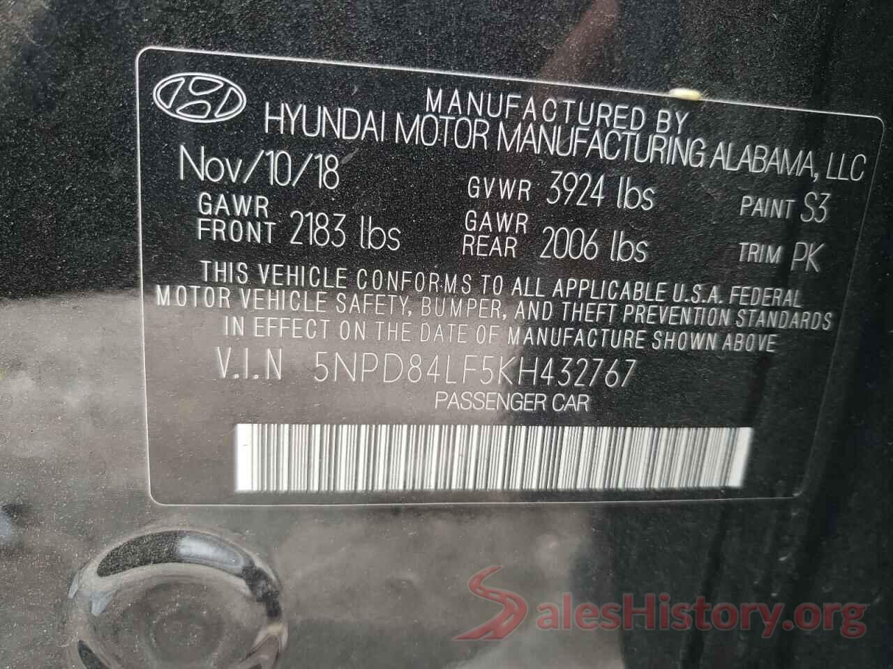 5NPD84LF5KH432767 2019 HYUNDAI ELANTRA