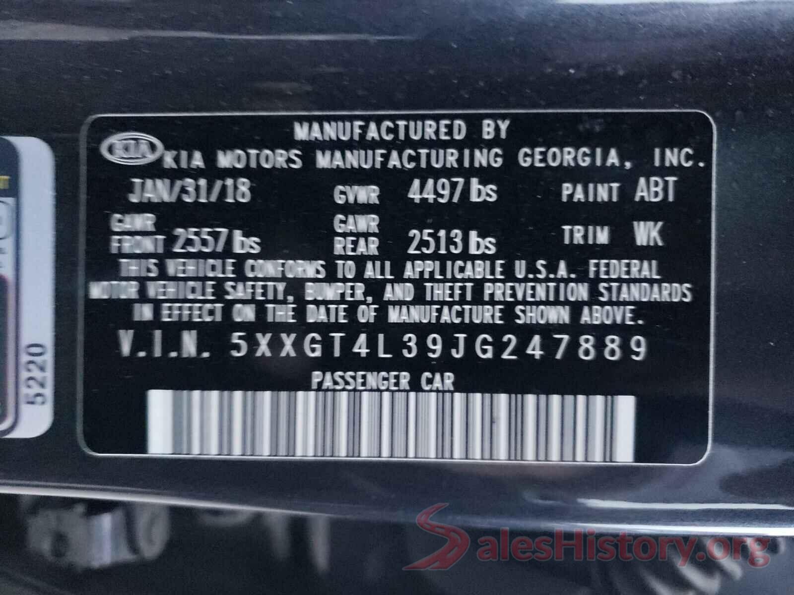 5XXGT4L39JG247889 2018 KIA OPTIMA