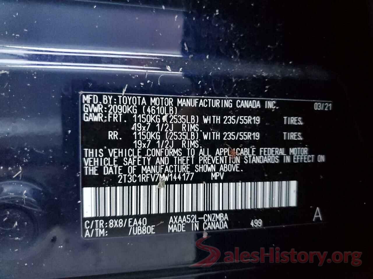 2T3C1RFV7MW144177 2021 TOYOTA RAV4