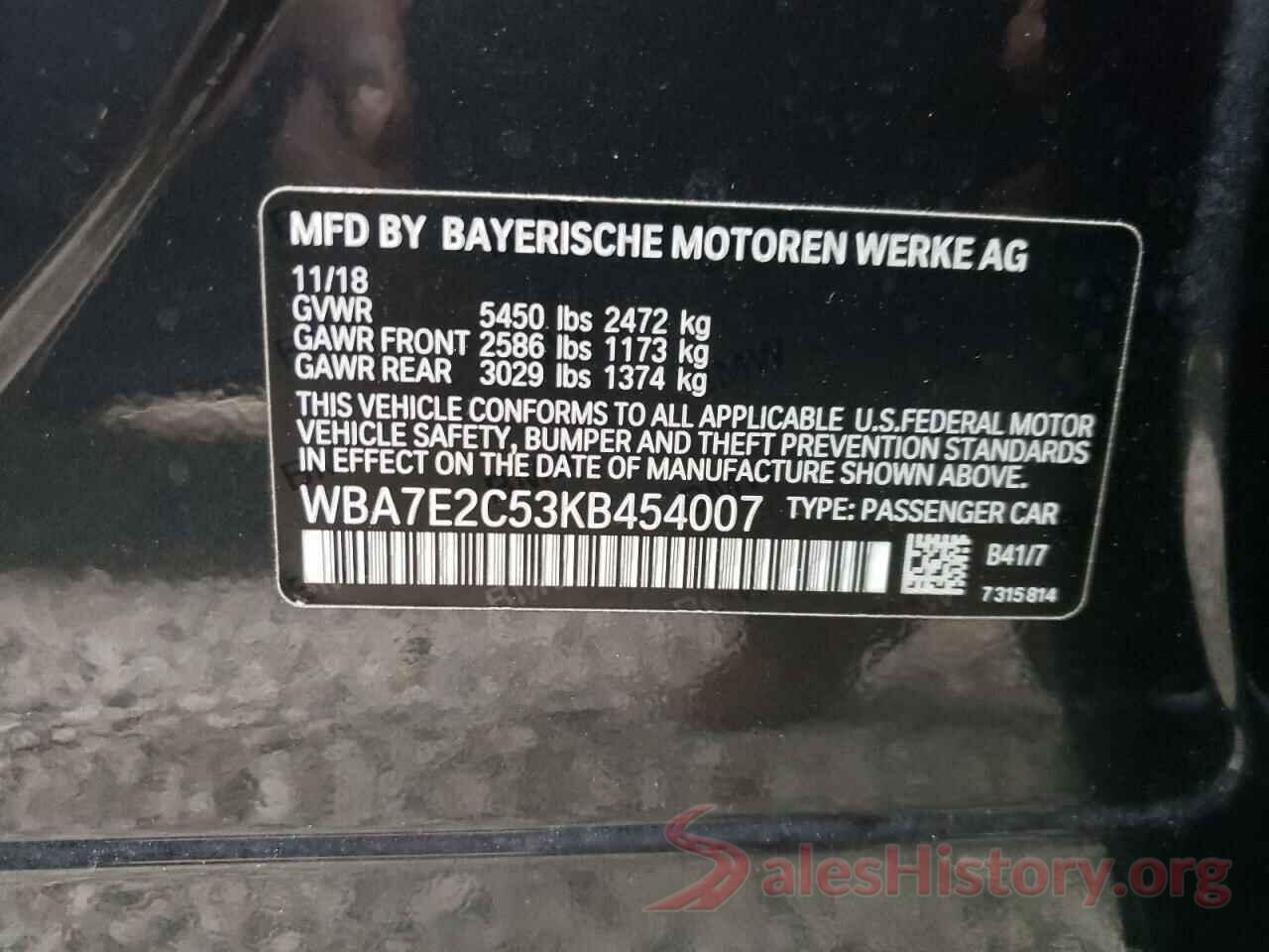 WBA7E2C53KB454007 2019 BMW 7 SERIES