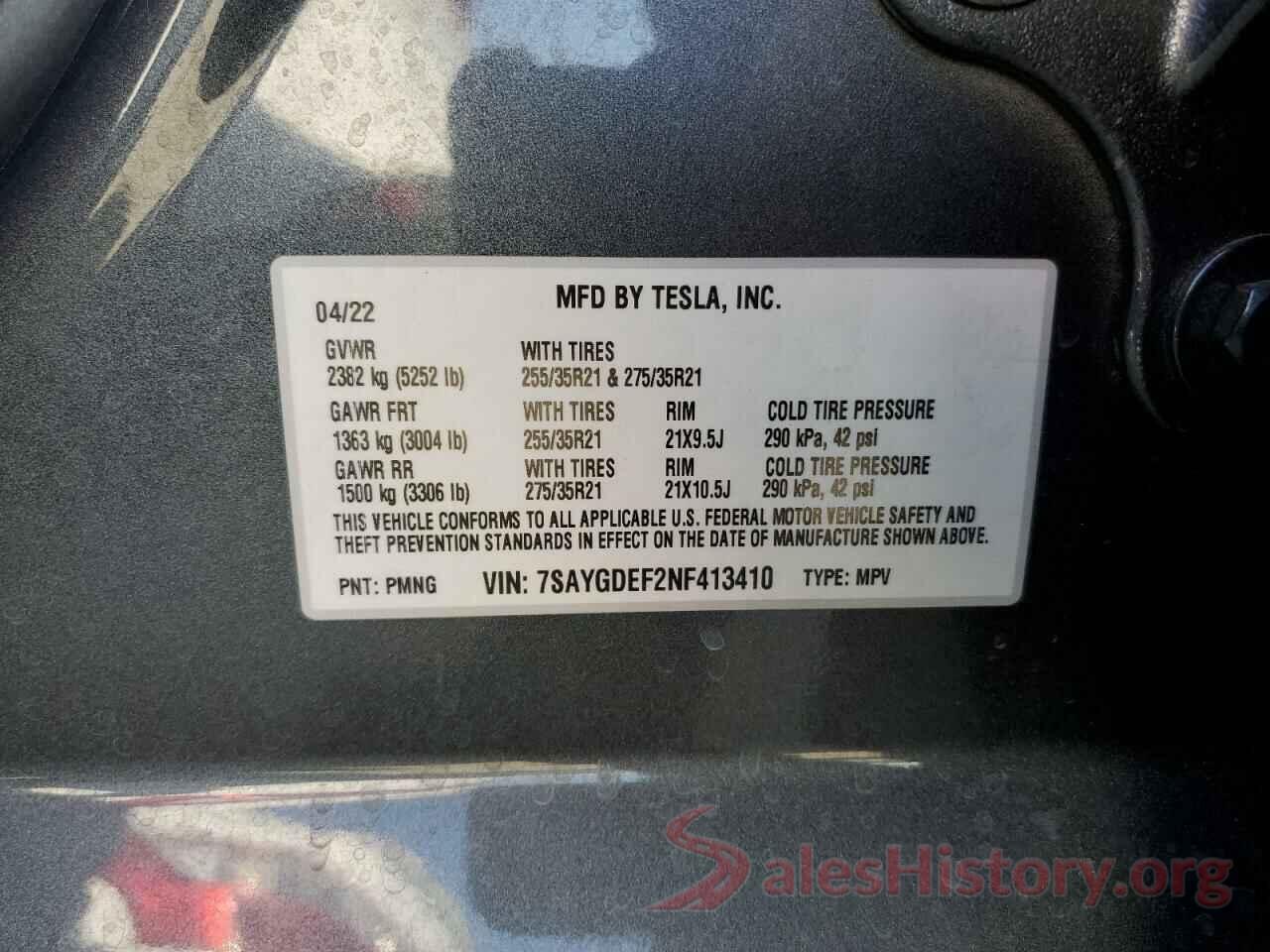 7SAYGDEF2NF413410 2022 TESLA MODEL Y