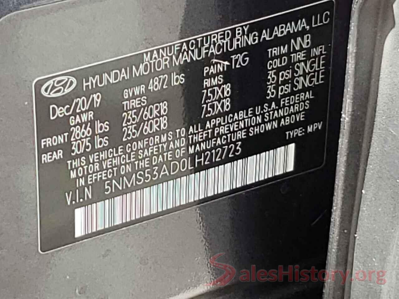 5NMS53AD0LH212723 2020 HYUNDAI SANTA FE