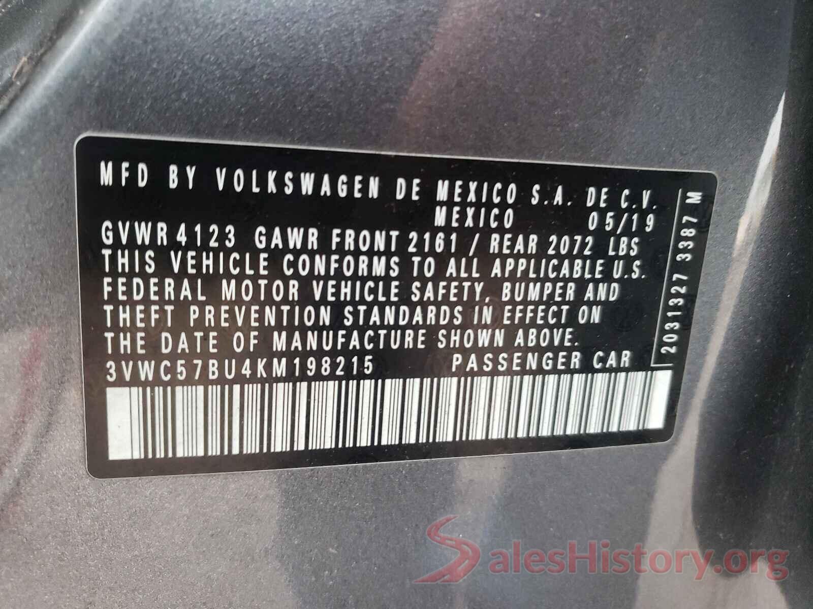 3VWC57BU4KM198215 2019 VOLKSWAGEN JETTA