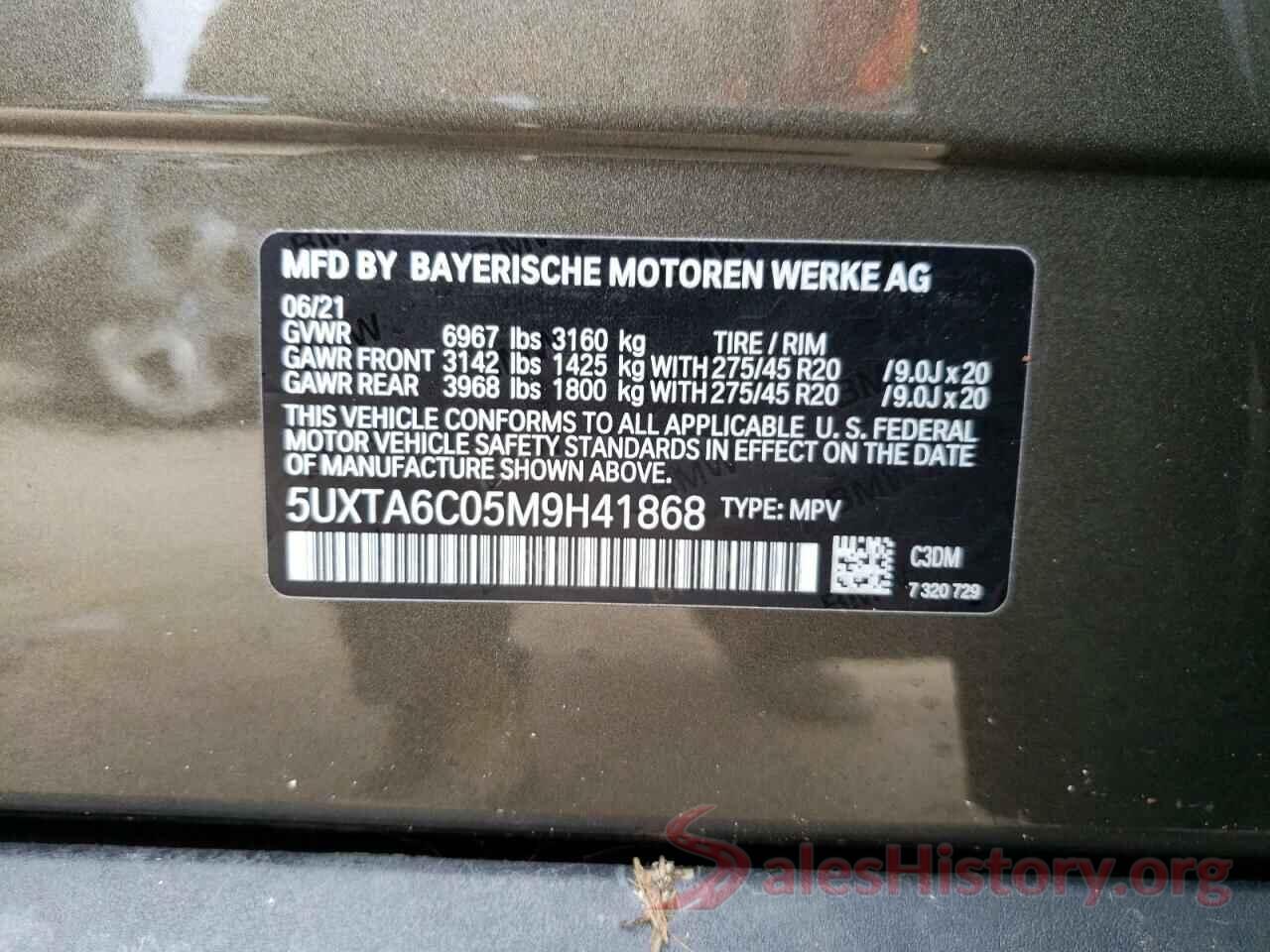 5UXTA6C05M9H41868 2021 BMW X5