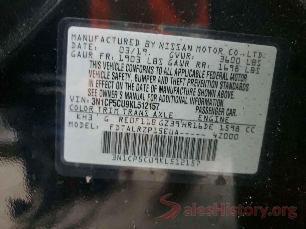 3N1CP5CU9KL512157 2019 NISSAN KICKS