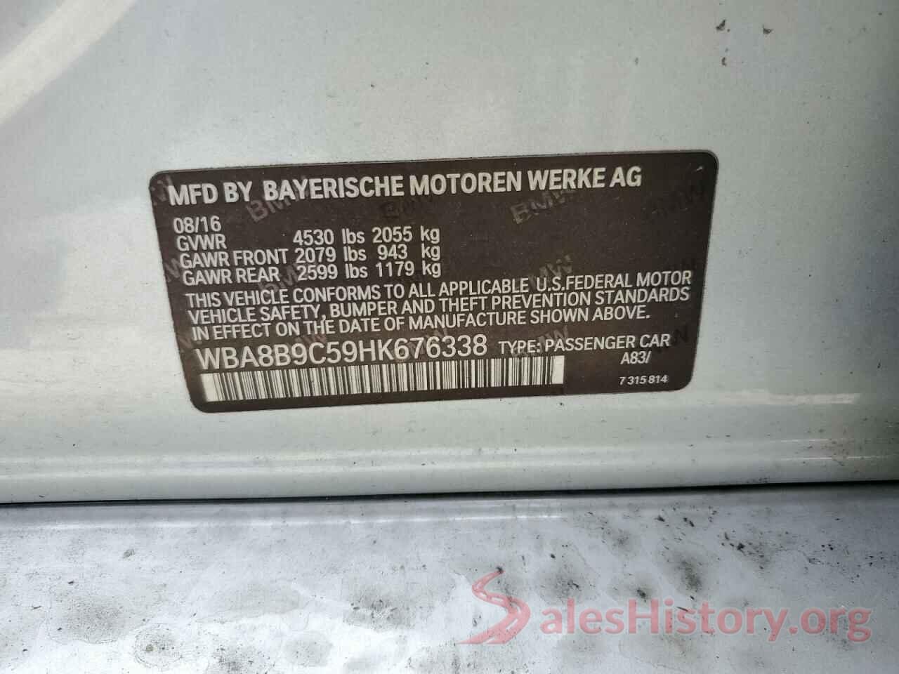 WBA8B9C59HK676338 2017 BMW 3 SERIES