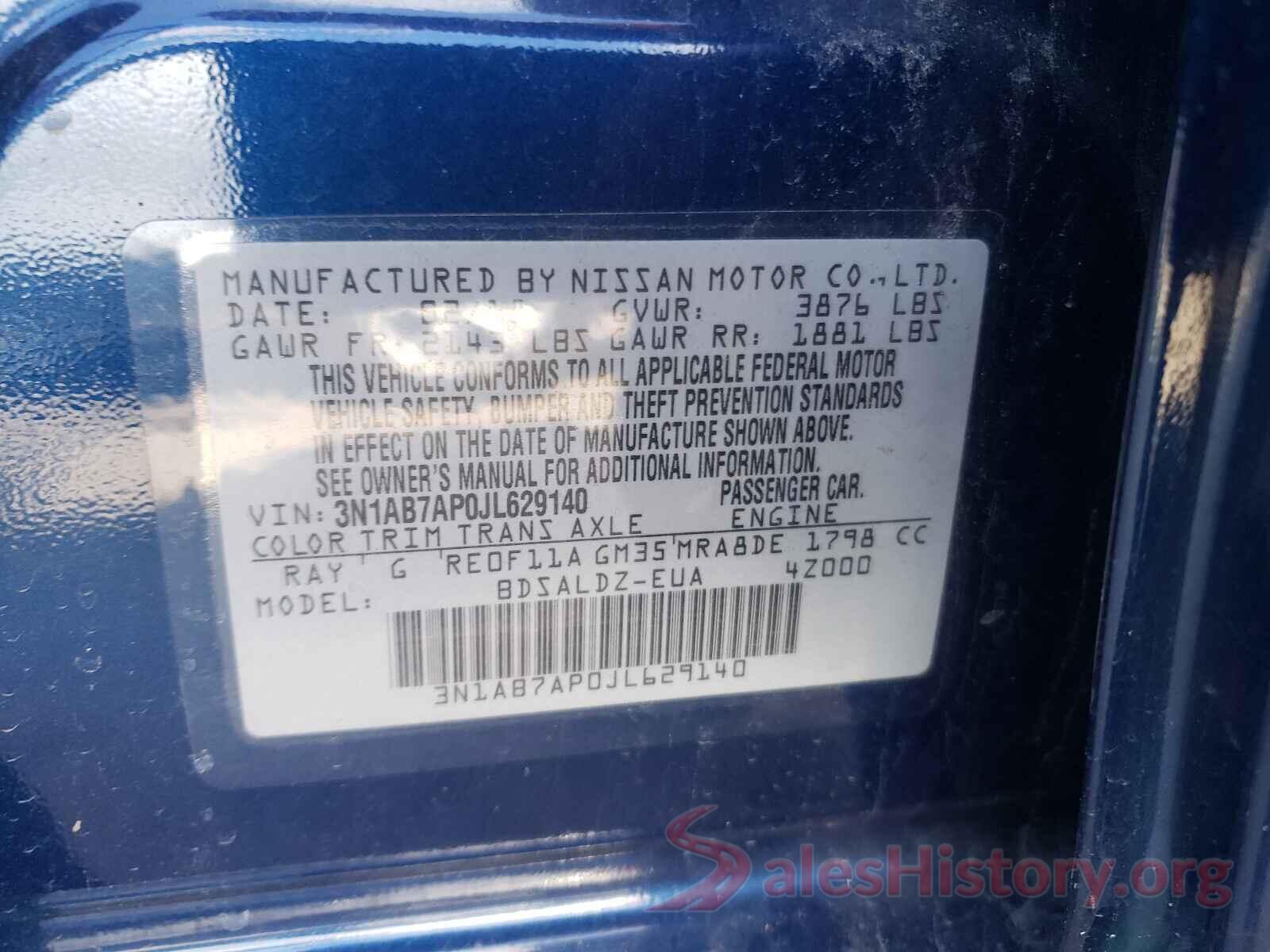 3N1AB7AP0JL629140 2018 NISSAN SENTRA