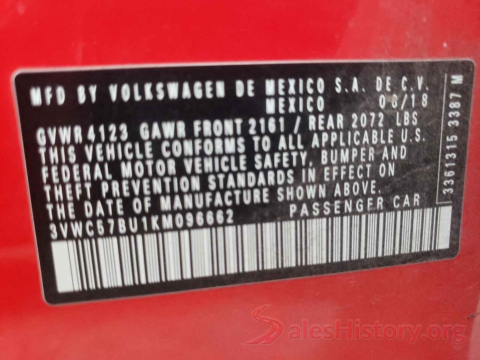 3VWC57BU1KM096662 2019 VOLKSWAGEN JETTA