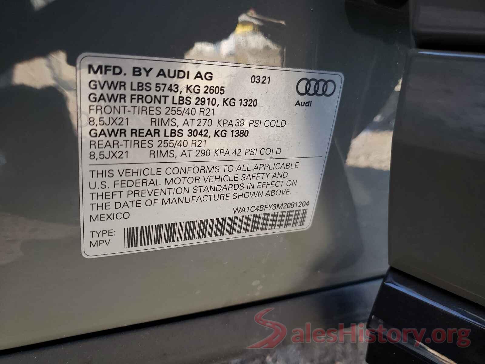 WA1C4BFY3M2081204 2021 AUDI SQ5