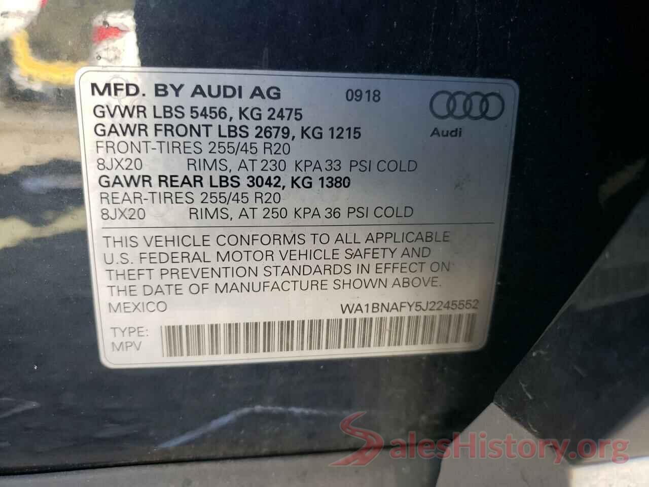 WA1BNAFY5J2245552 2018 AUDI Q5