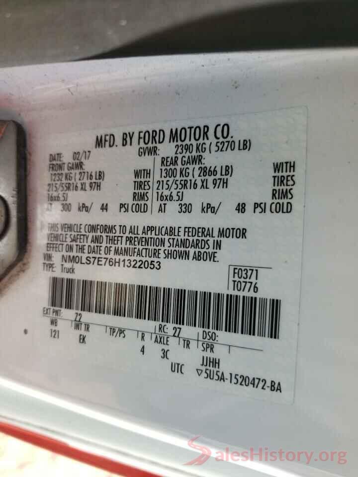 NM0LS7E76H1322053 2017 FORD TRANSIT CO