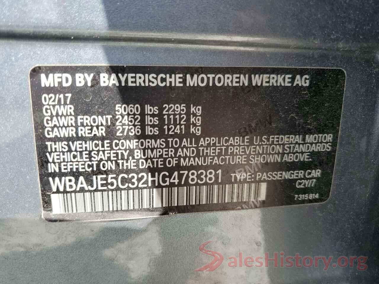 WBAJE5C32HG478381 2017 BMW 5 SERIES