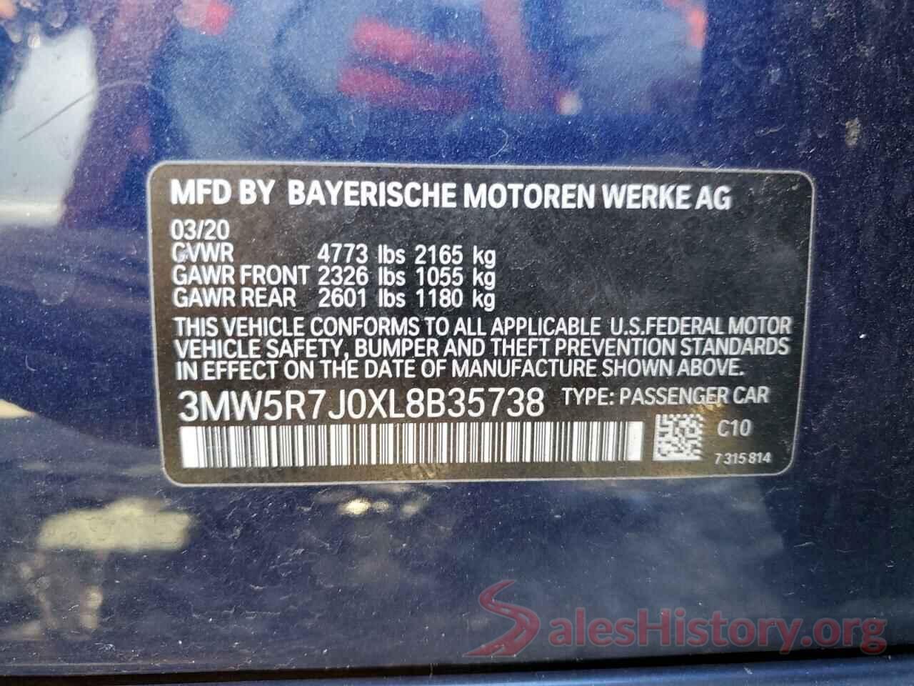 3MW5R7J0XL8B35738 2020 BMW 3 SERIES