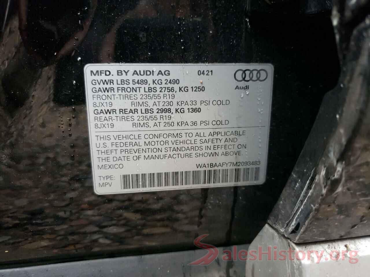 WA1BAAFY7M2093483 2021 AUDI Q5