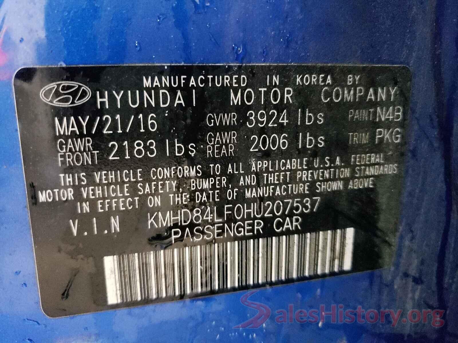 KMHD84LF0HU207537 2017 HYUNDAI ELANTRA