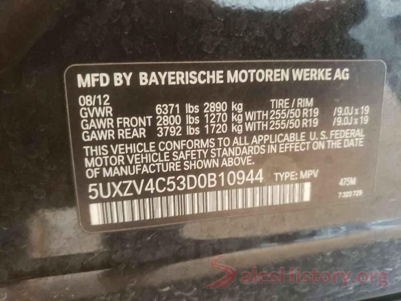 5UXZV4C53D0B10944 2013 BMW X5