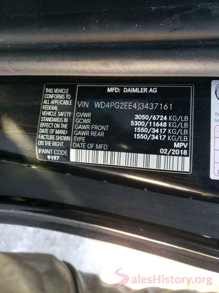 WD4PG2EE4J3437161 2018 MERCEDES-BENZ METRIS