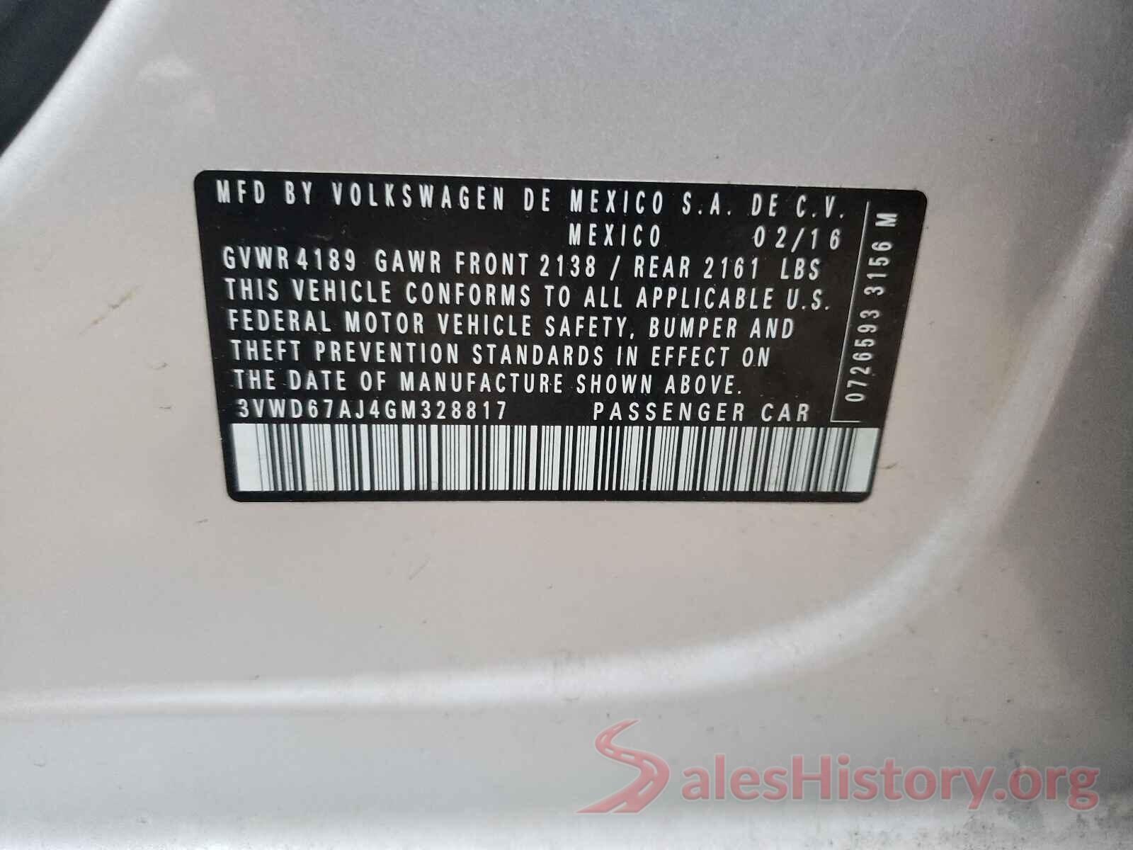 3VWD67AJ4GM328817 2016 VOLKSWAGEN JETTA