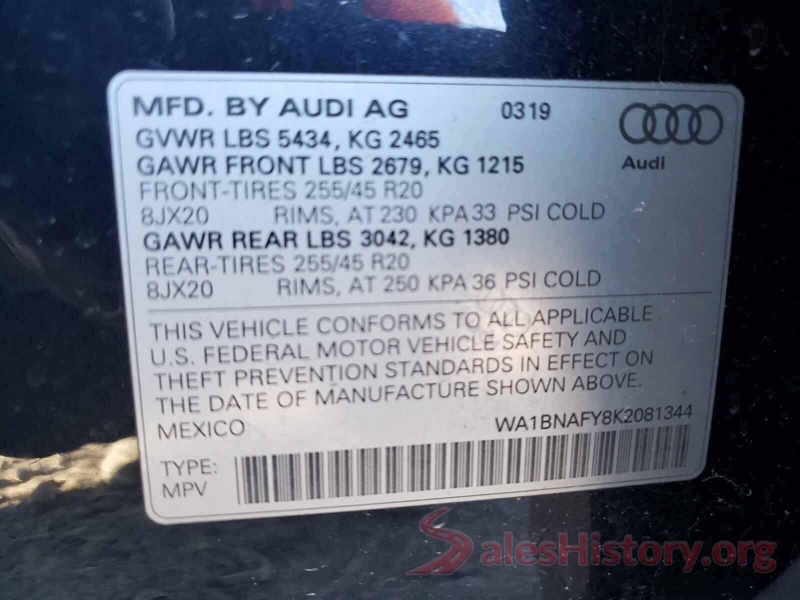 WA1BNAFY8K2081344 2019 AUDI Q5