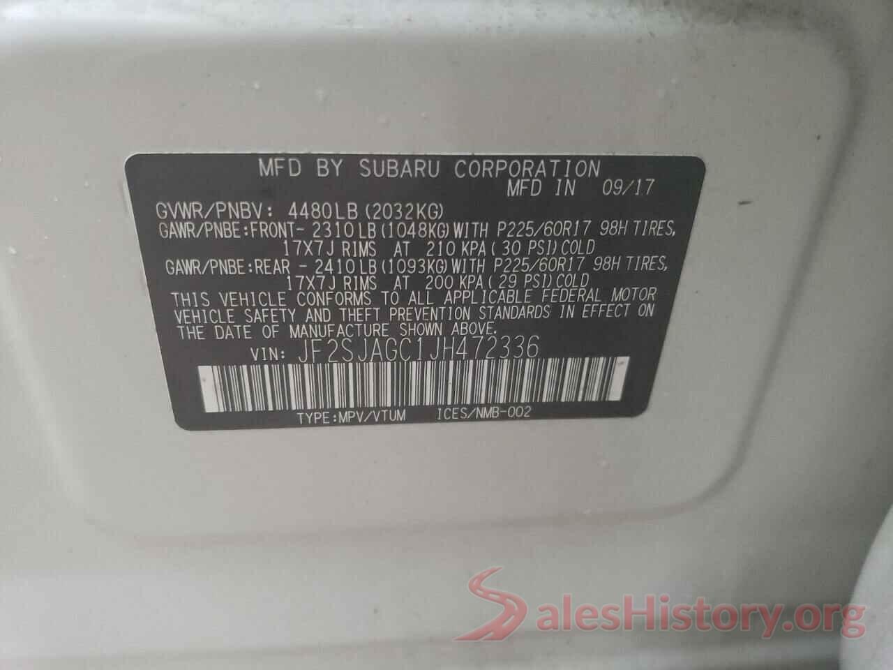 JF2SJAGC1JH472336 2018 SUBARU FORESTER